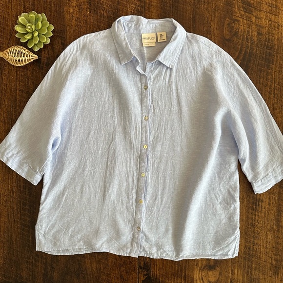 Rachel Zoe Tops - Rachel Zoe | 100% Linen Powder Blue Coastal Dolman Sleeves Button Down, Size M